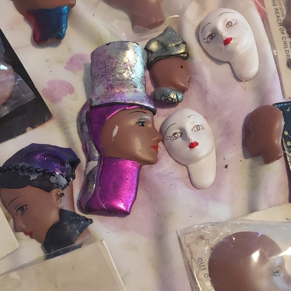 8/$10 All Pieces For $6  Vintage Assorted Deco Flex Doll Heads Set - Picture 11 of 16